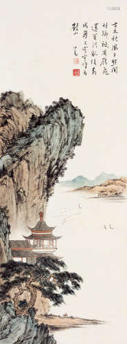 溥儒（1896～1963） 故园秋江 立轴 设色纸本
