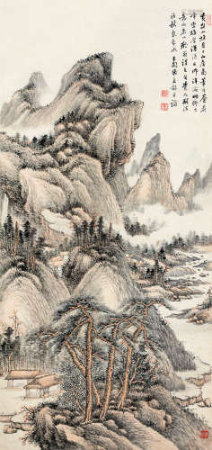 张石园（1899～1959） 夏日山居 立轴 设色纸本