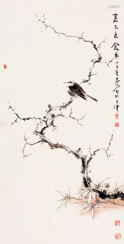 霍春阳（b.1946） 丁亥（2007）年作 嘉木良禽图 立轴 设色纸本