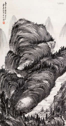 姚华（1876～1930） 辛酉（1921）年作 深山隐居 立轴 水墨纸本