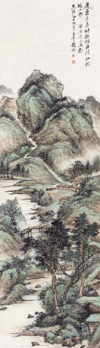 赵云壑（1874～1955） 乙巳（1905）年作 层峦雨过 立轴 设色纸本
