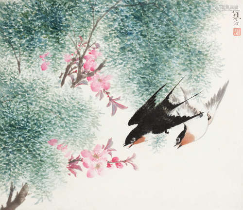 江寒汀（1904～1963） 春燕图 立轴 设色纸本