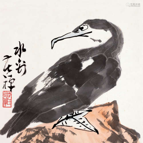 李苦禅（1899～1983） 水禽 立轴 设色纸本
