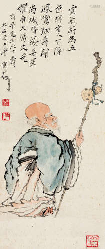 唐云（1910～1993） 寿星翁 立轴 设色纸本