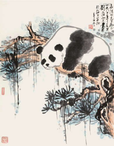 刘海粟（1896～1994） 1987年作 国宝 立轴 设色纸本