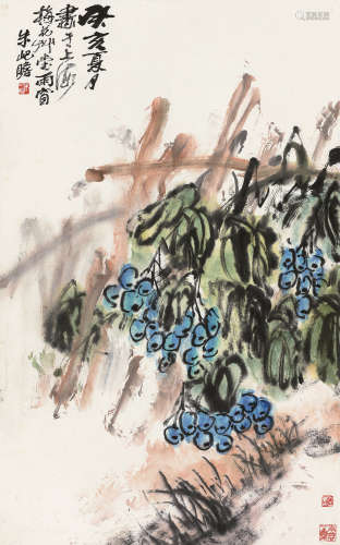 朱屺瞻（1892～1996） 癸亥（1983）年作 秋硕 立轴 设色纸本