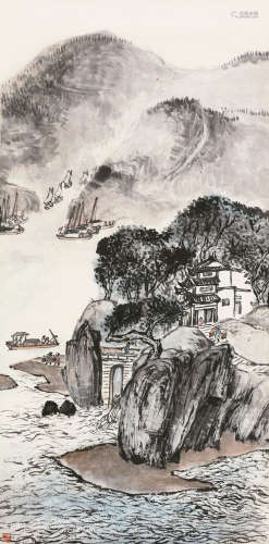 朱屺瞻（1892～1996） 山居图 立轴 设色纸本