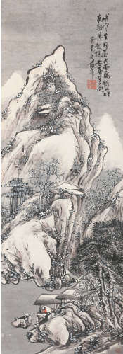 蒲华（1832～1911） 溪山雪霁 立轴 设色纸本