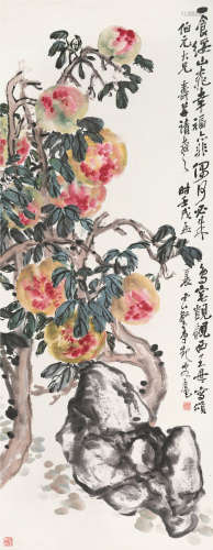 赵云壑（1874～1955） 壬戌（1922年）作 绥山桃寿图 立轴 设色纸本