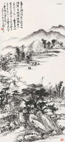 赵云壑（1874～1955） 己卯（1939年）作 秋山过雨 立轴 水墨纸本