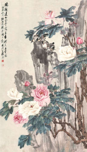 程璋（1869～1938） 己未（1919年）作 富贵白头图 立轴 设色纸本