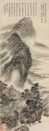 王昱（1714～1748） 丙寅（1746）年作 夏山烟雨图 立轴 设色纸本