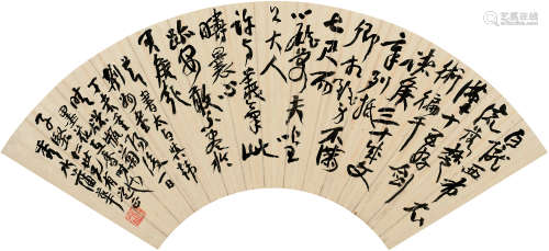 蒲华（1832～1911） 丁未（1907）年作 行书李白诗 扇面 纸本
