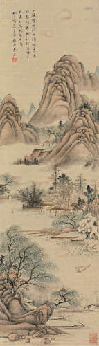 蔡嘉（1686～1779） 溪山泛舟 镜片 设色纸本