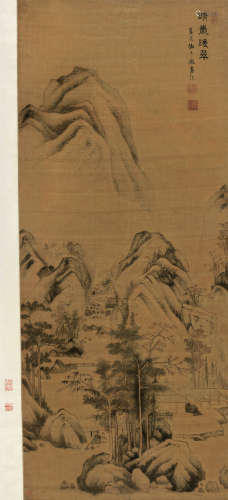 蓝瑛（1585～1664后） 晴岚暖翠 立轴 设色绢本