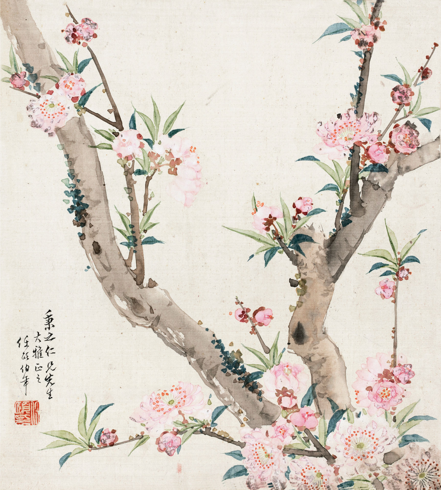 任伯年(1840～1895) 桃花 镜片 设色绢本