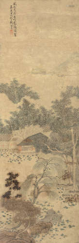 钱杜（1764～1845） 甲戌（1814）年作 竹亭纳凉 立轴 设色纸本