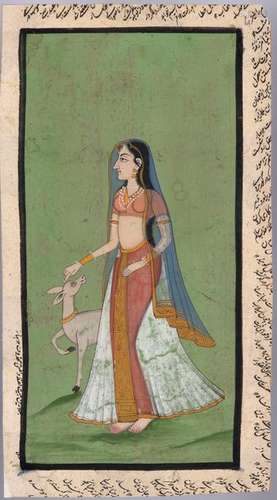 A GIRL WITH A DEER India, 19th century Colours on ...