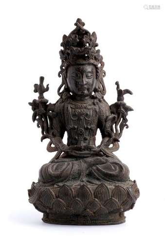 A BRONZE FIGURE OF GUANYIN China, Ming dynasty 28,...