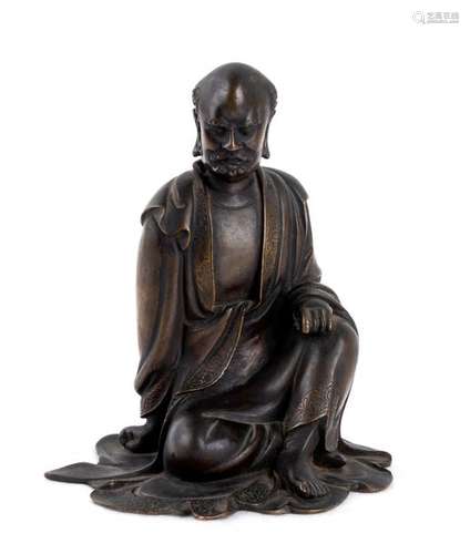 A BRONZE FIGURE OF BODHIDARMA China, Qing dynasty ...