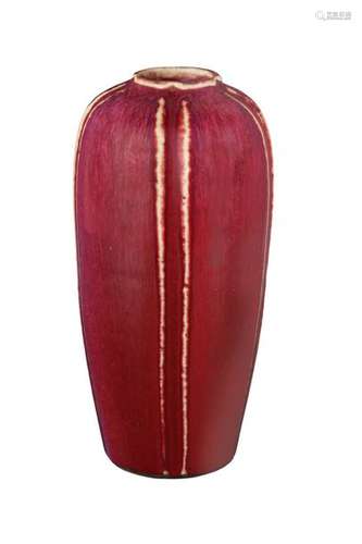 A FLAMBÉ GLAZED WINTER MELON SHAPED VASE China, Qi...