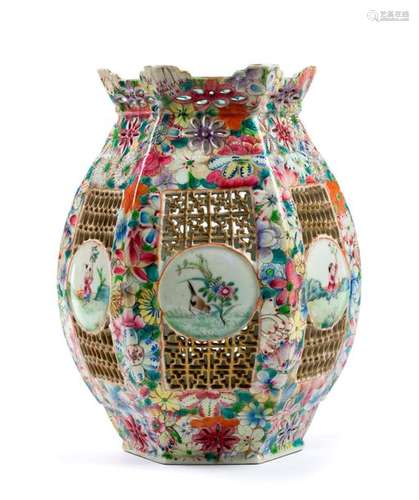 A ‘FAMILLE ROSE’ RETICULATED LANTERN China, Republ...