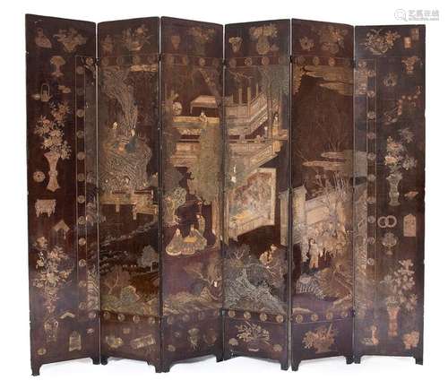 A SIX PANELS ‘COROMANDEL’ SCREEN China, Qing dynas...