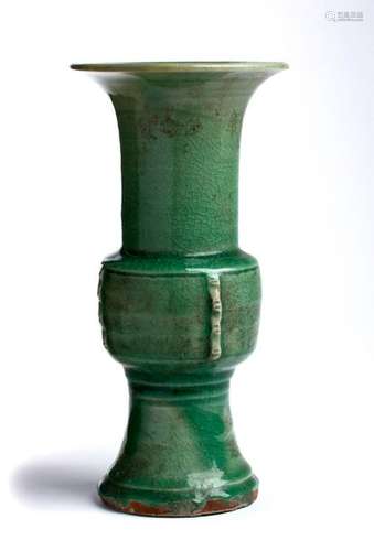 A LONGQUAN CÈLADON GLAZED BALUSTER VASE, ZUN China...