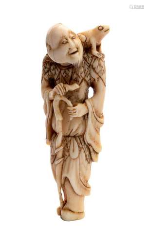 AN IVORY NETSUKE OF GAMA SENNIN late 18th – early ...