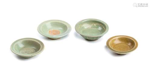 FOUR CÉLADON GLAZED SMALL DISHES China, Song/ Yuan...