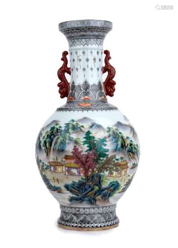 A POLYCHROME BALUSTER VASE China, 20th century 36 ...