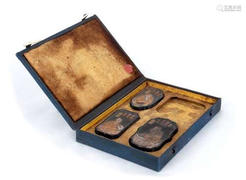 THREE INK STONES China, Qing dynasty the biggest 8...