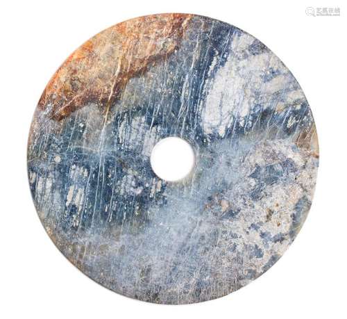 A CALCIFIED JADE BI DISC China, Neolithic period 2...