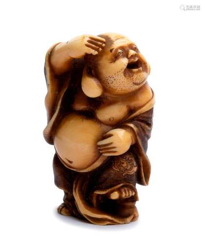 AN IVORY NETSUKE OF HOTEI second half of the 19th ...