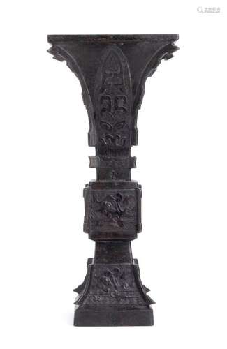 AN ARCHAISTIC BRONZE VASE, FANG HU China, Qing dyn...