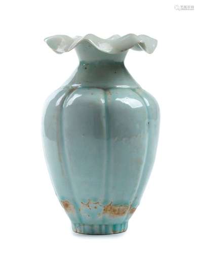 A QINGBAI GLAZED LOBED VASE China, Song dynasty 21...