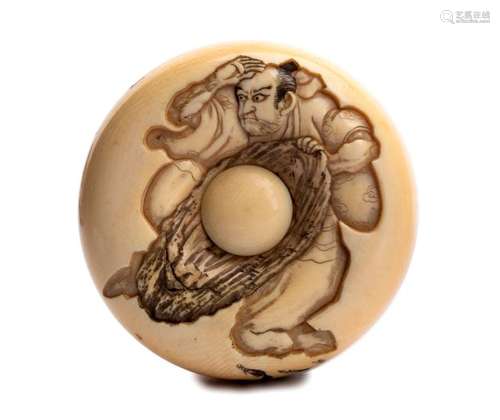 AN IVORY MANJŪ NETSUKE 19th century signed Morimit...