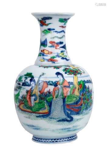 A DOUCAI BALUSTER VASE China, 20th century 30 cm h...