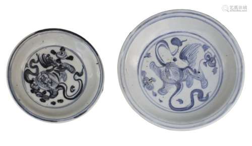 TWO ‘BLUE AND WHITE’ DISHES China, Ming dynasty, ...