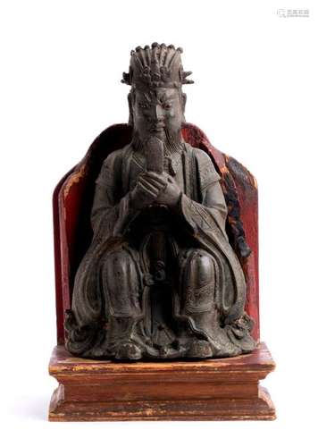 A BRONZE FIGURE OF A DAOIST IMMORTAL China, Ming d...