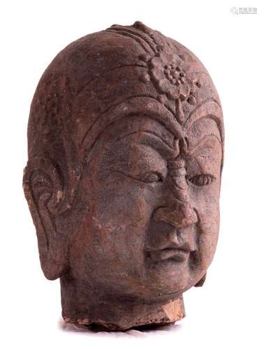 A LARGE STONE HEAD OF A LOKAPALA China, probably T...