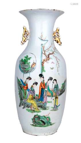 A POLYCHROME BALUSTER VASE China, 20th century 57,...