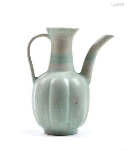 A QINGBAI GLAZED LOBED EWER China, Song dynasty 18...