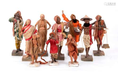 TEN SCULPTURES WITH PERSONAGES FROM INDIA India, e...