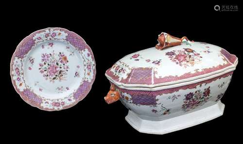 A ‘FAMILLE ROSE’ TUREEN AND COVER TOGETHER WITH A ...