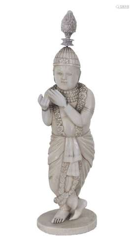 AN IVORY CARVING OF KRISHNA PLAYING THE FLUTE Indi...