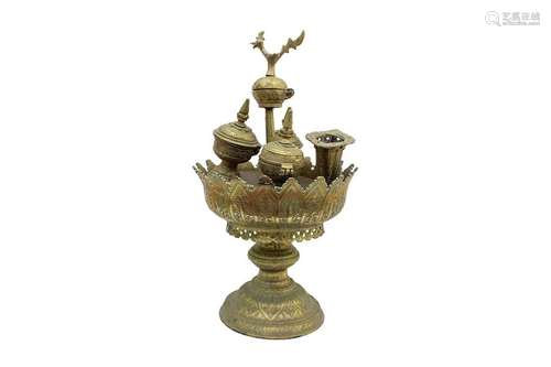 A BRASS BETEL NUT SET, TEPAK SIREH Indonesia, earl...