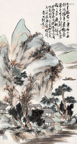 蒲华（1832～1911） 富春江景 镜片 设色纸本