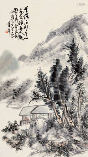 蒲华（1832～1911 ） 癸巳（1893）年作 青山伴幽人 立轴 设色纸本