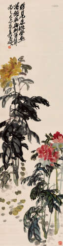 吴昌硕（1844～1927） 己未（1919）年作 芍药 立轴 设色纸本